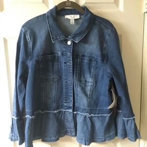 NEW!  Bell Sleeve Denim Jacket Mainstream Boutique - Size Large